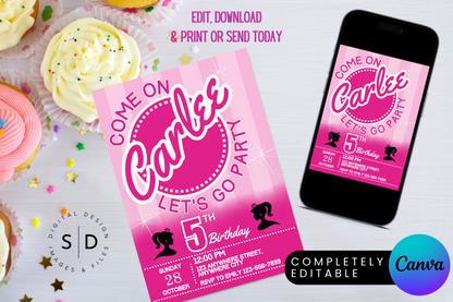 Come on Barbie Party Invitation