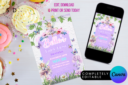 Fairy First Birthday Invitation