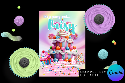Candy Swirl Birthday Party Invitation