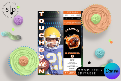 Football Ticket Birthday Party Invitation