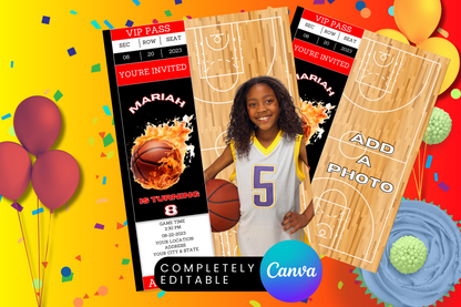 Basketball Ticket Birthday Party Invitation