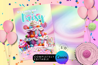 Candy Swirl Birthday Party Invitation