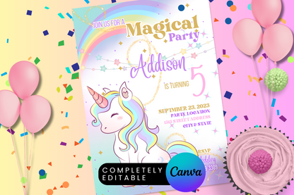 Magical Unicorn Birthday Party Invitation