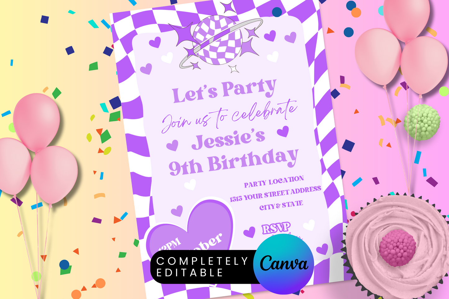 Retro Checkboard Birthday Party Invitation