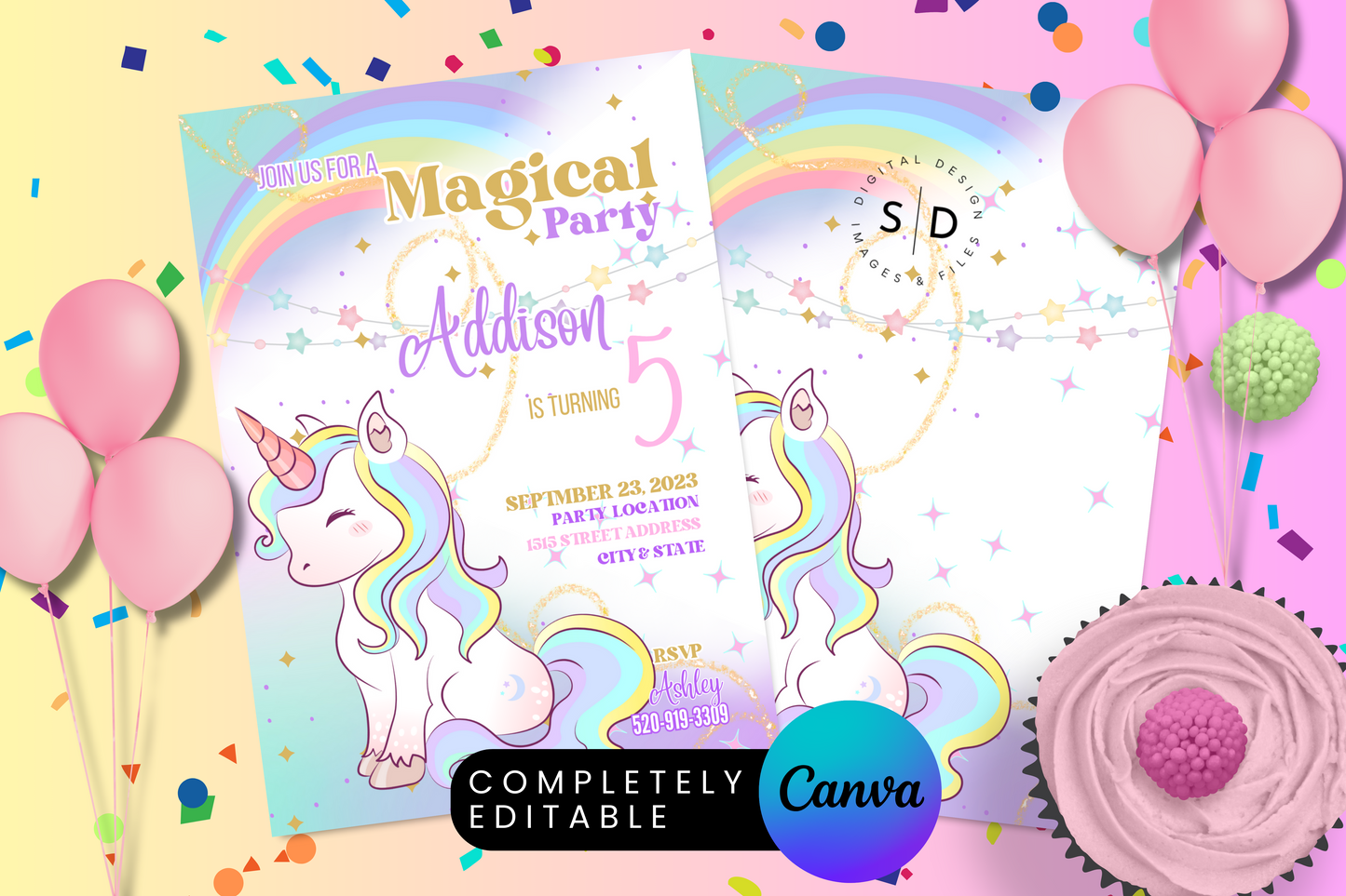 Magical Unicorn Birthday Party Invitation