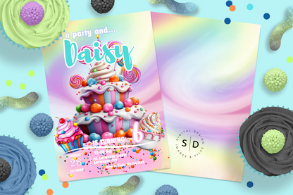 Candy Swirl Birthday Party Invitation