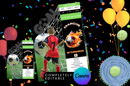 Soccer Game Ticket Birthday Party Invitation