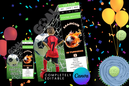 Soccer Game Ticket Birthday Party Invitation