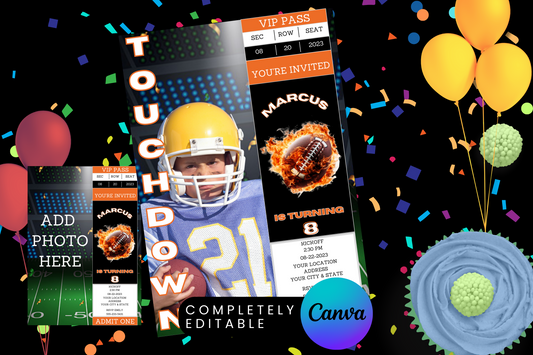 Football Ticket Birthday Party Invitation
