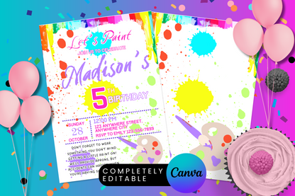 Let's Paint Birthday Party Invitation