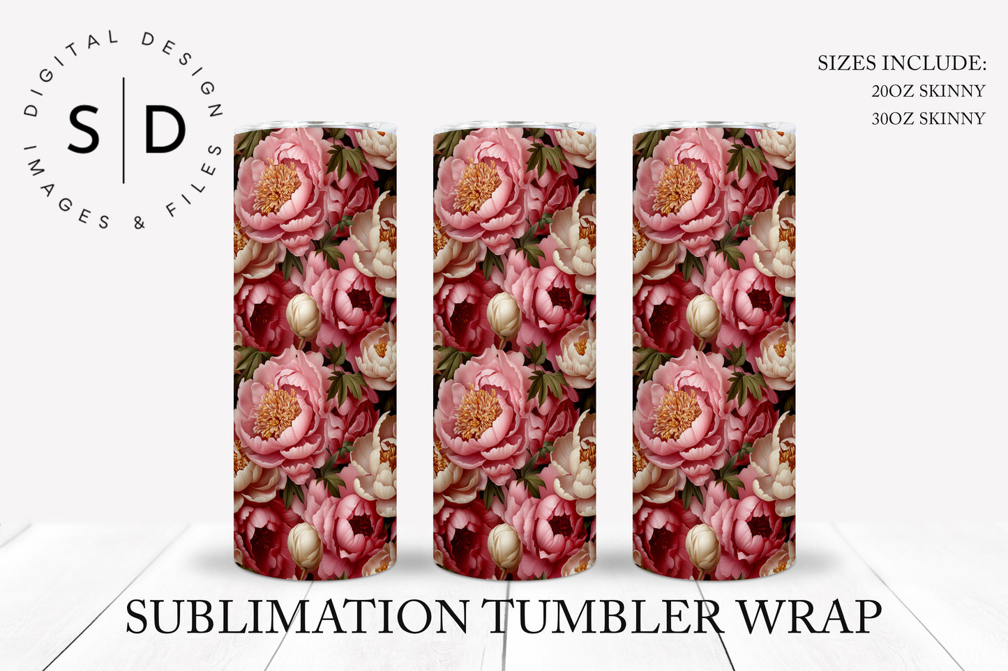 3d Floral Bundle 24 Seamless Tumbler Wrap Designs