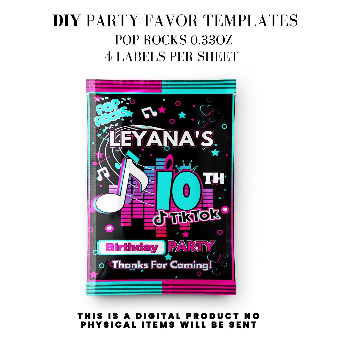 Tik Tok Social Media Party Printable Favor Designs DFY
