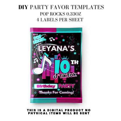 Tik Tok Social Media Party Printable Favor Designs DFY