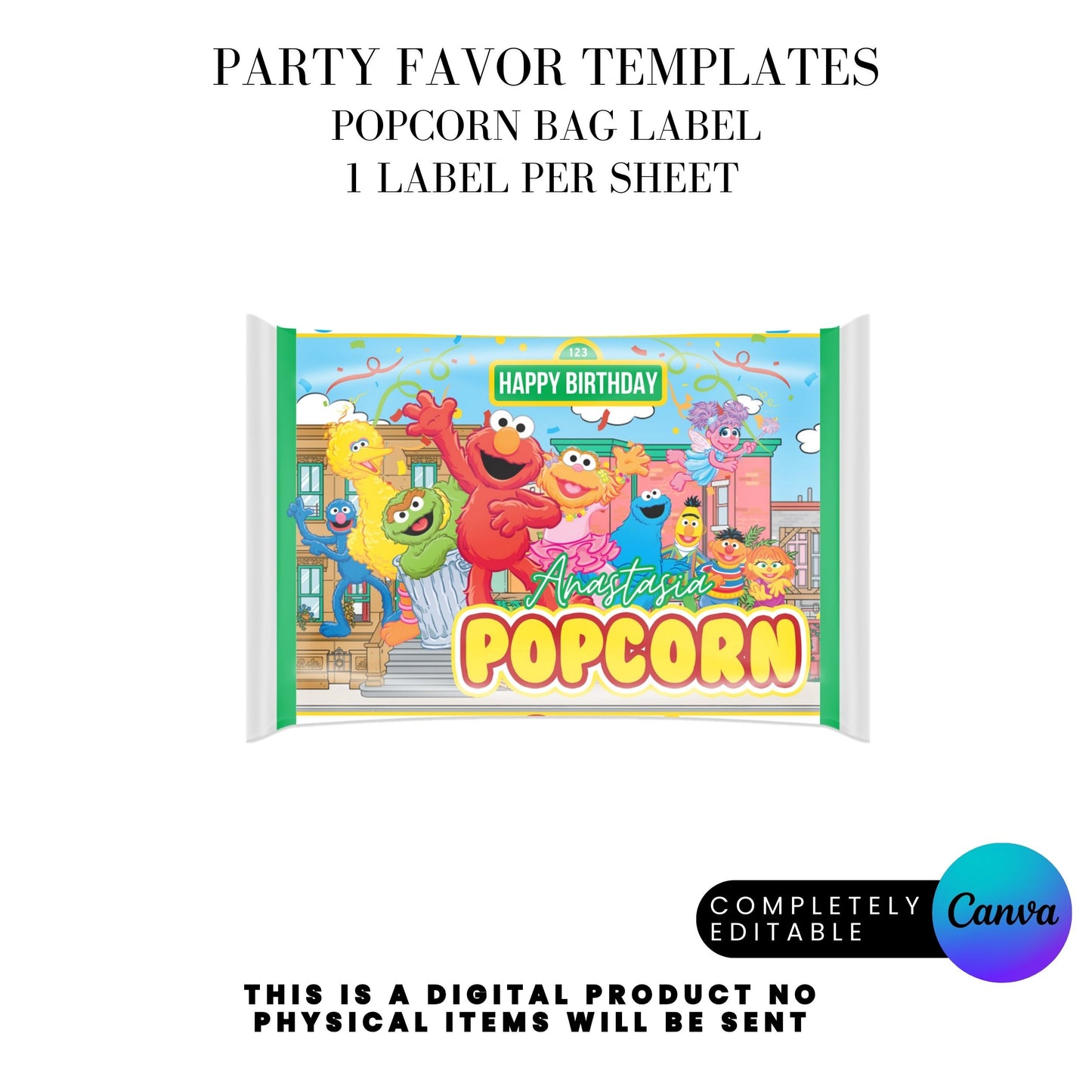 Sesame Street Birthday Party Favors Templates Bundle