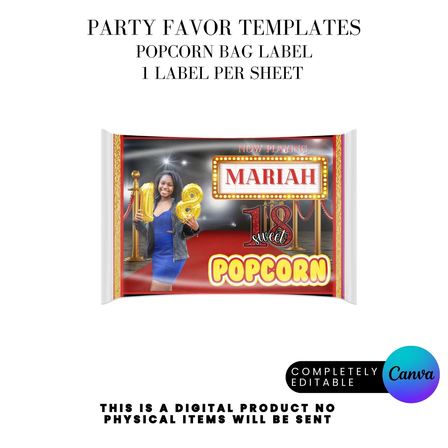 Hollywood Red Carpet Birthday Party Favors Templates Bundle
