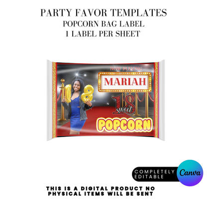 Hollywood Red Carpet Birthday Party Favors Templates Bundle