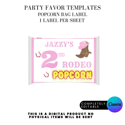 Pink Rodeo Birthday Party Favor Templates Bundle