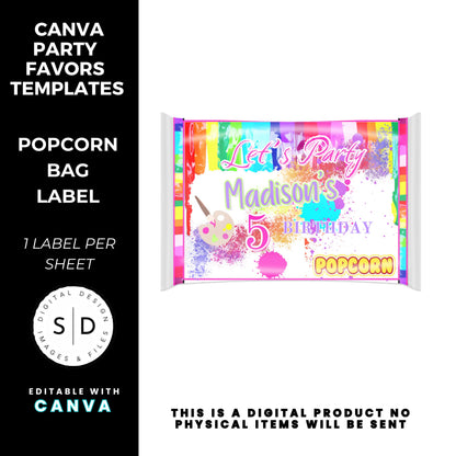 Let's Paint Birthday Party Favor Templates