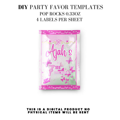 Butterfly Sparkle Pink Birthday Party Favors DFY
