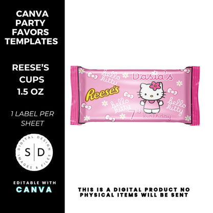 Kitty Birthday Party Favor Templates Bundle