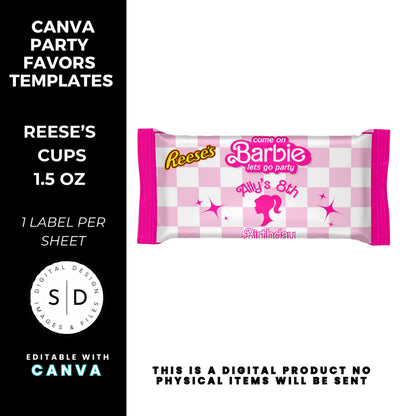 Let's Go Party Retro Barbie Birthday Party Favor Templates
