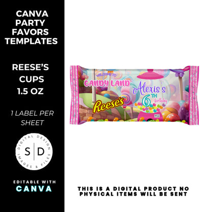Candy Land Sweets Birthday Party Favor Templates