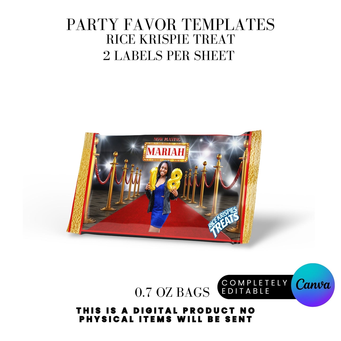 Hollywood Red Carpet Birthday Party Favors Templates Bundle