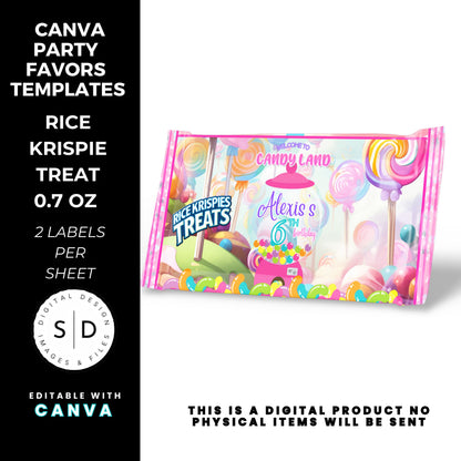 Candy Land Sweets Birthday Party Favor Templates
