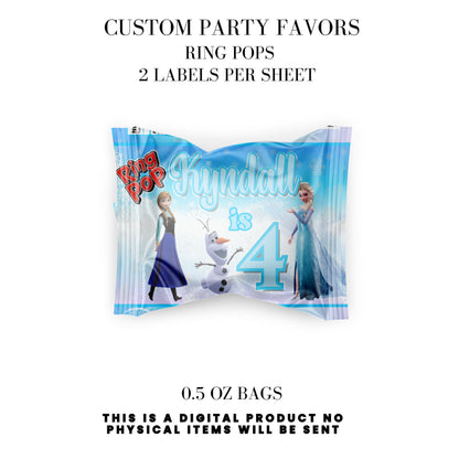 Frozen Birthday Party Favors DFY