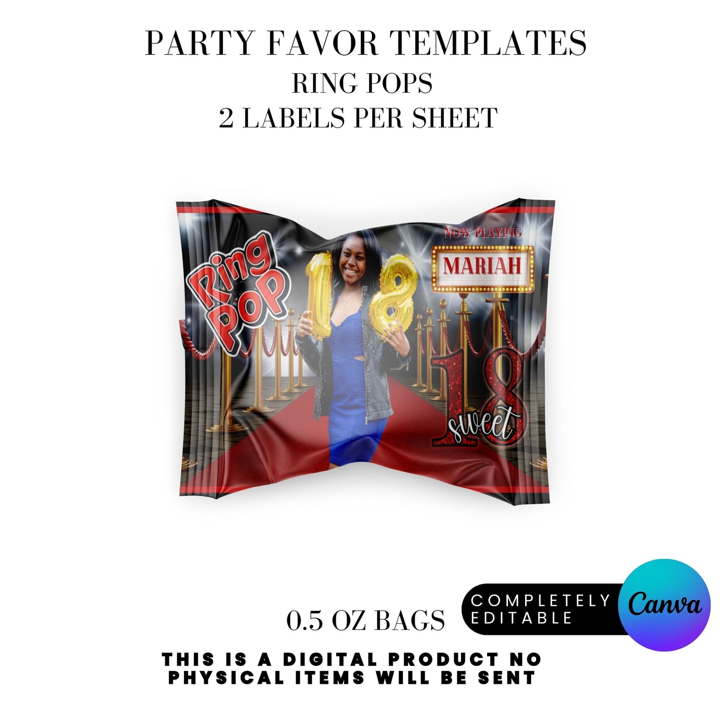 Hollywood Red Carpet Birthday Party Favors Templates Bundle