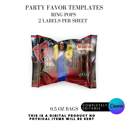 Hollywood Red Carpet Birthday Party Favors Templates Bundle