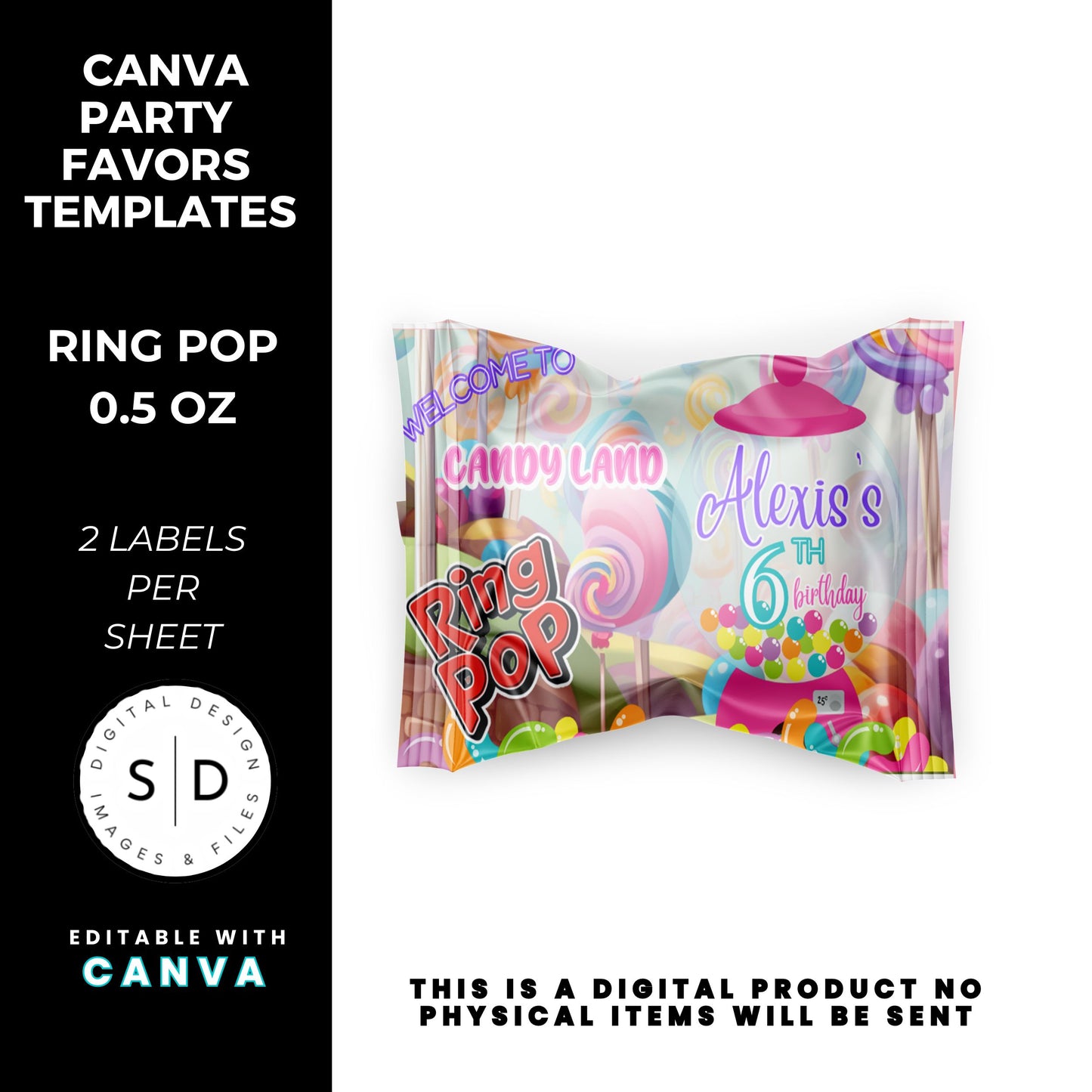 Candy Land Sweets Birthday Party Favor Templates