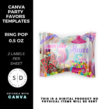 Candy Land Sweets Birthday Party Favor Templates