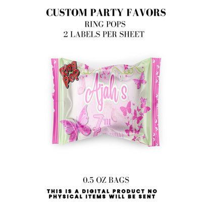 Butterfly Sparkle Pink Birthday Party Favors DFY
