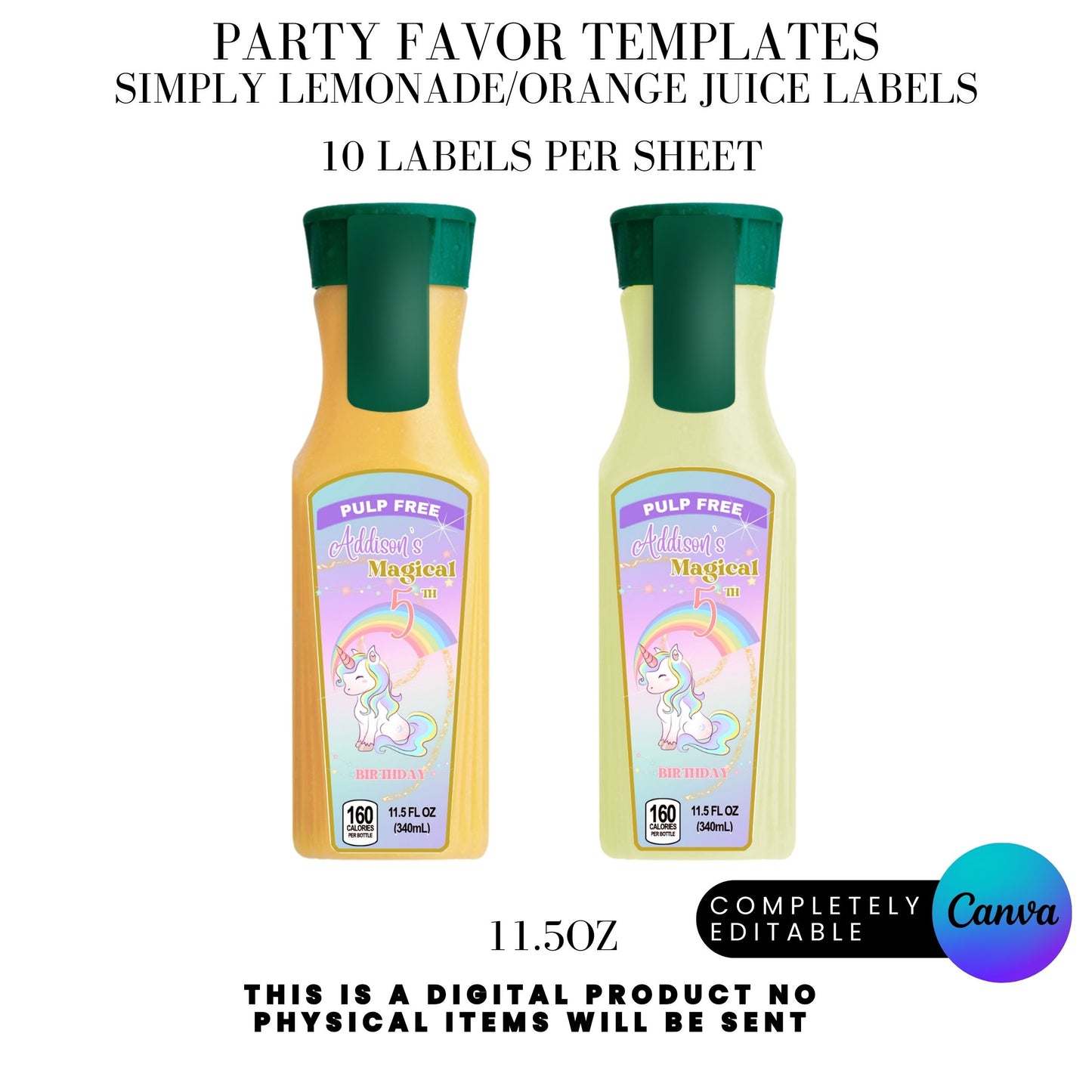 Magical Unicorn Birthday Party Favor Templates