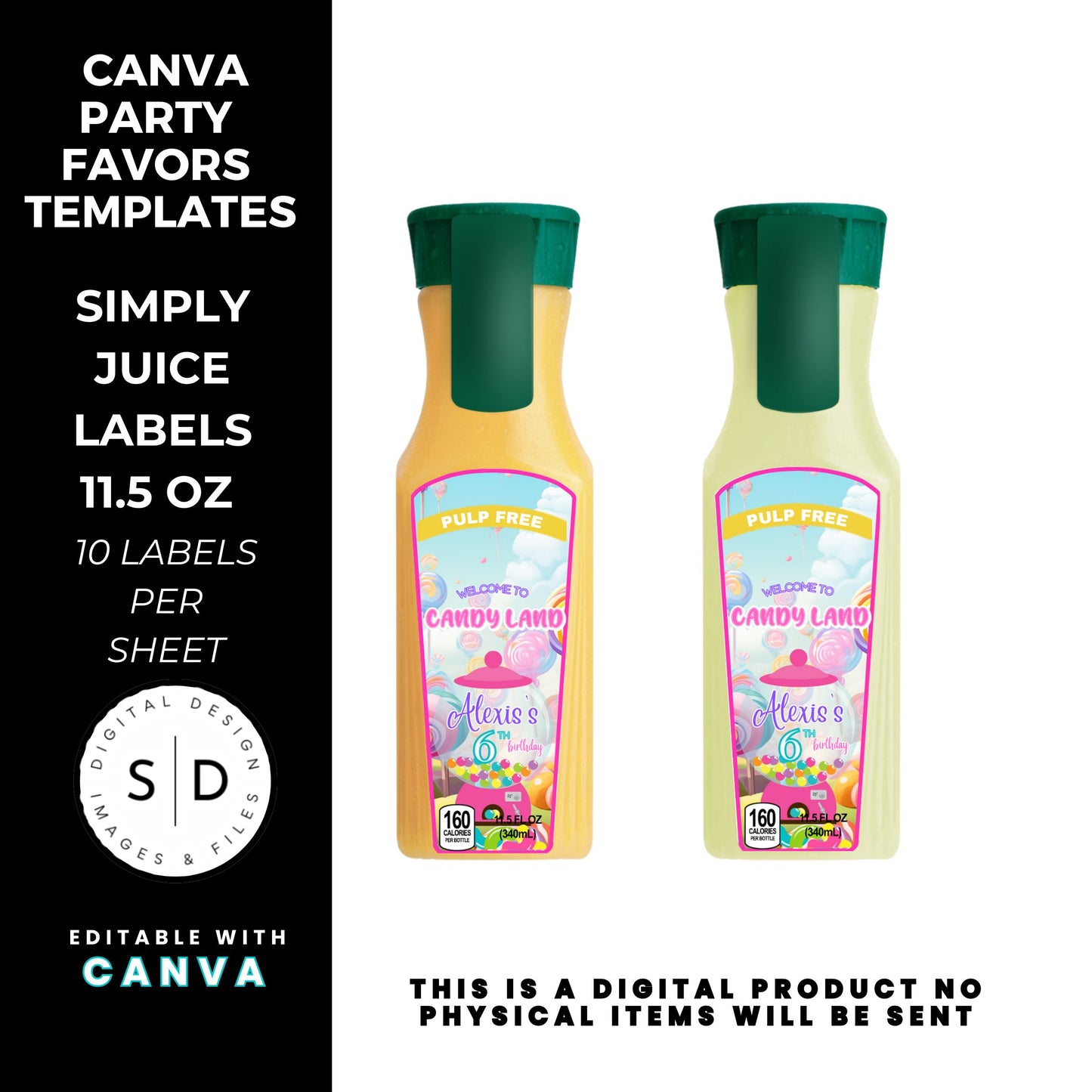 Candy Land Sweets Birthday Party Favor Templates