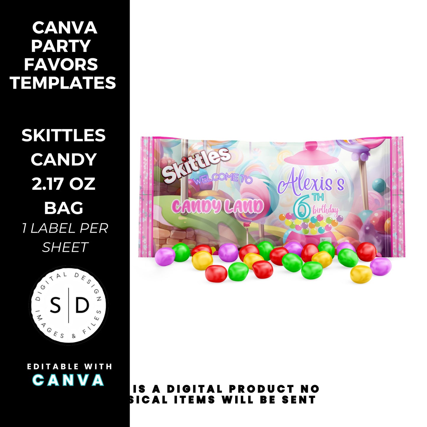 Candy Land Sweets Birthday Party Favor Templates