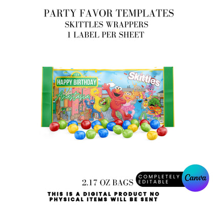 Sesame Street Birthday Party Favors Templates Bundle