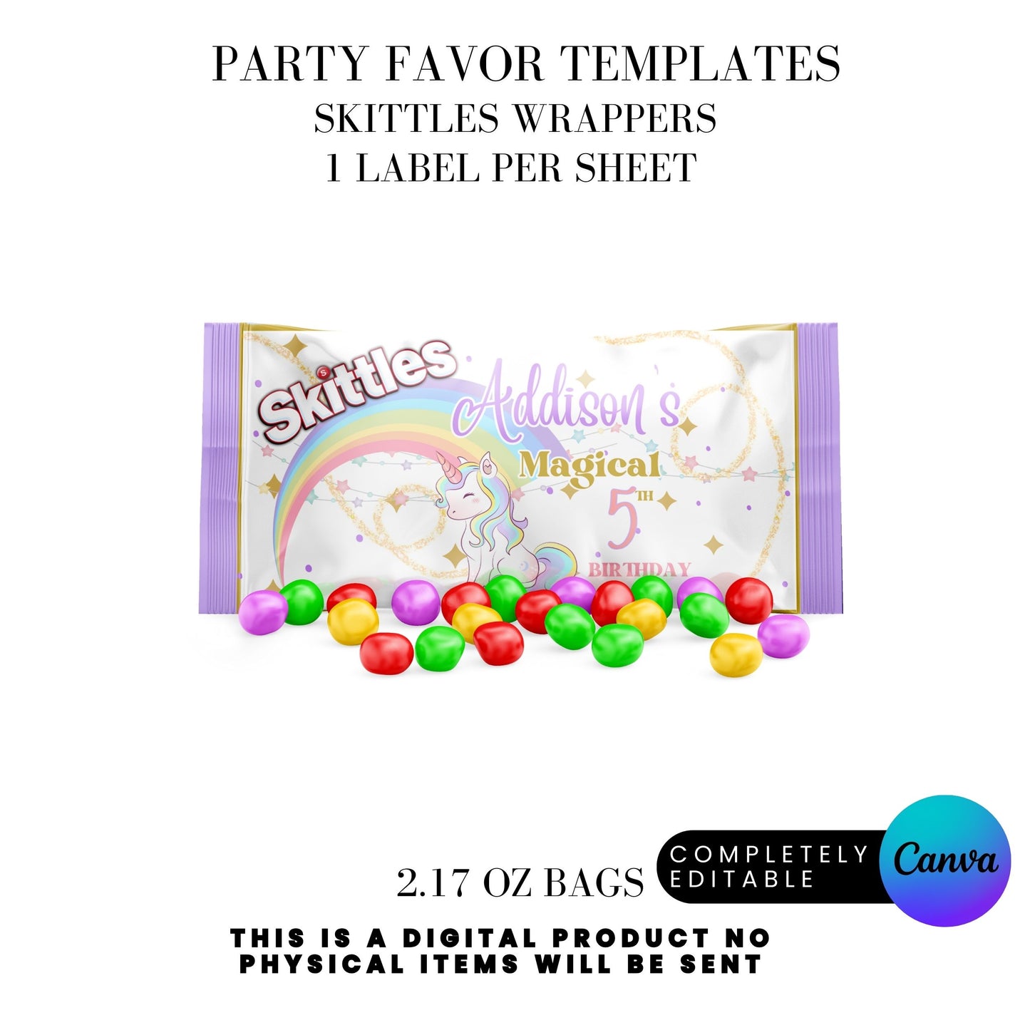 Magical Unicorn Birthday Party Favor Templates