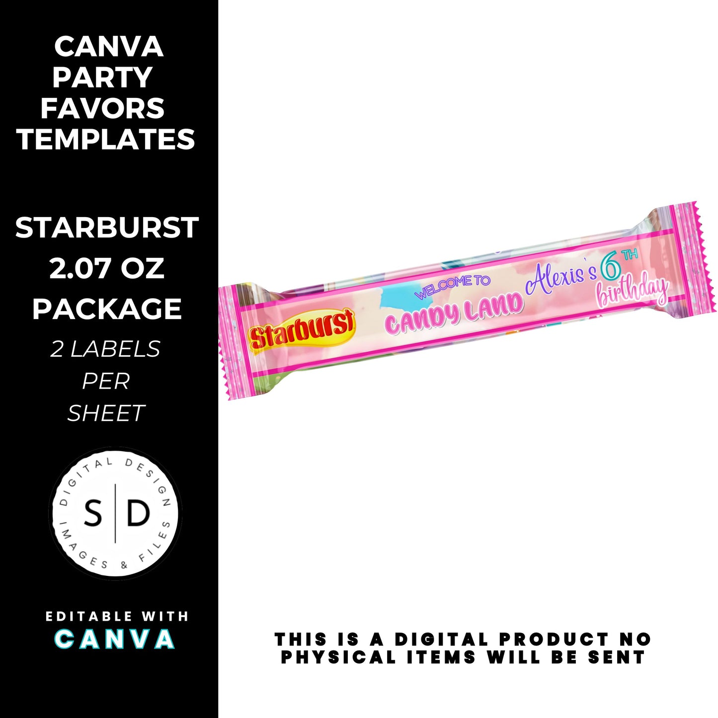Candy Land Sweets Birthday Party Favor Templates