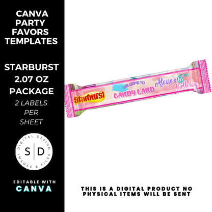 Candy Land Sweets Birthday Party Favor Templates