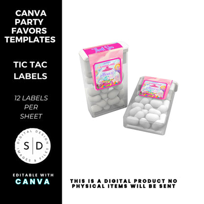 Candy Land Sweets Birthday Party Favor Templates