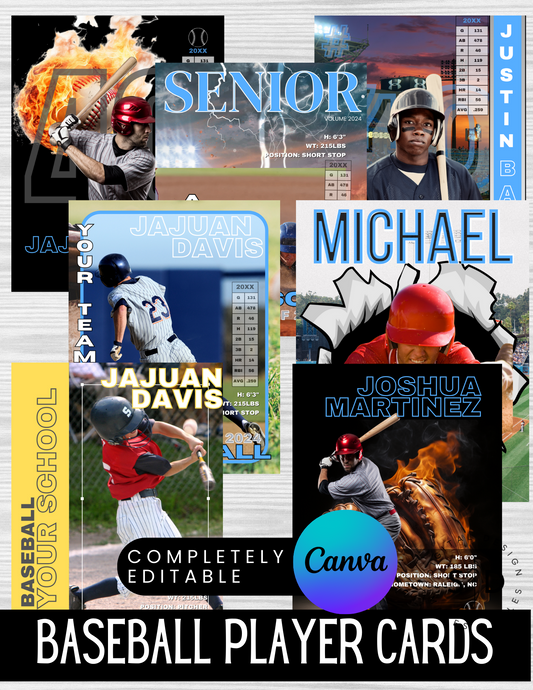 Baseball Player Trading Card Templates Bundle