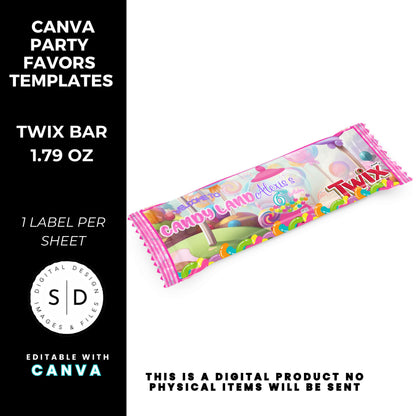 Candy Land Sweets Birthday Party Favor Templates