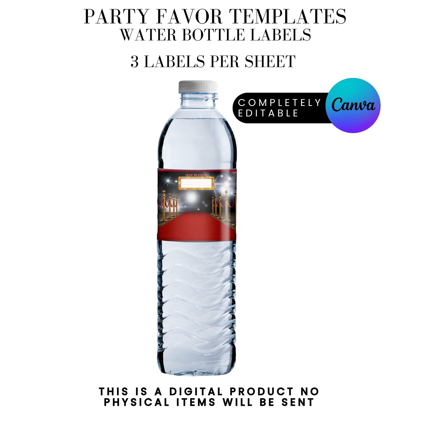 Hollywood Red Carpet Birthday Party Favors Templates Bundle