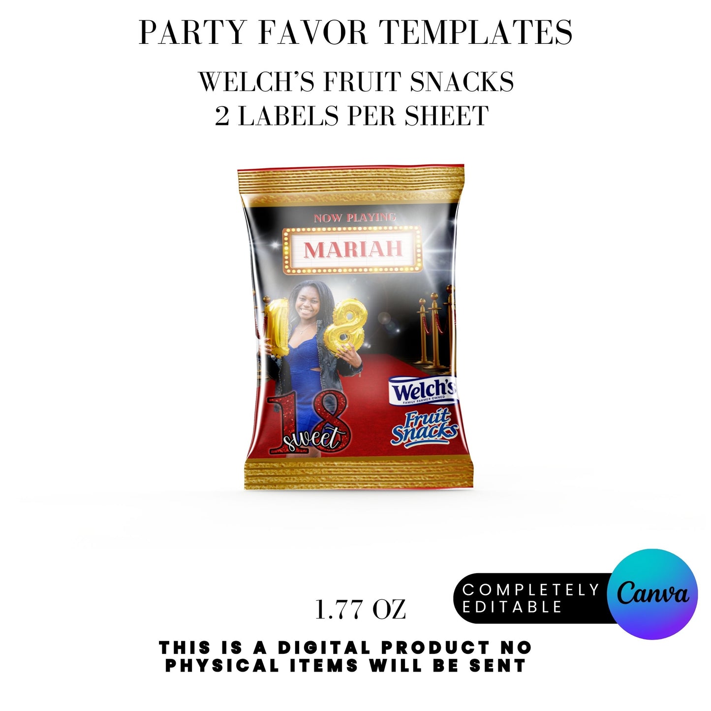 Hollywood Red Carpet Birthday Party Favors Templates Bundle