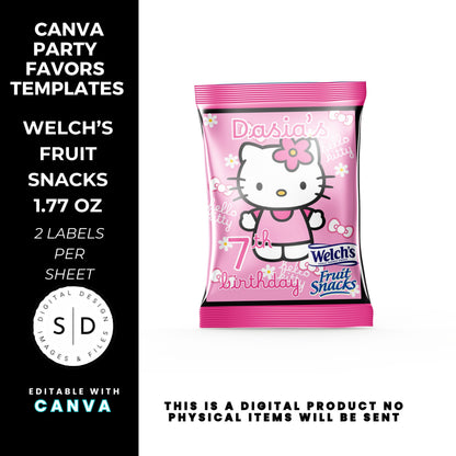 Kitty Birthday Party Favor Templates Bundle