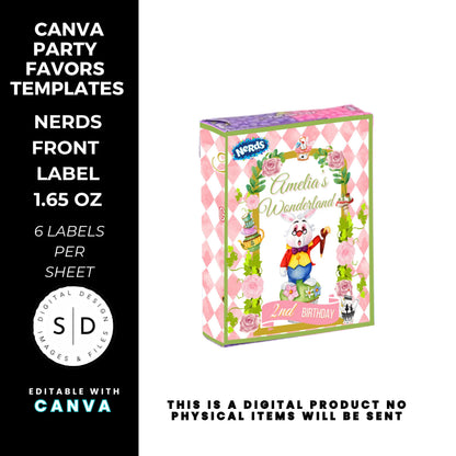 Alice In Wonderland Birthday Party Favor Templates Bundle