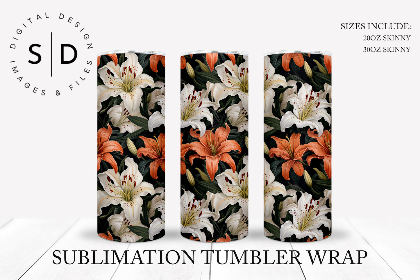 3d Floral Bundle 24 Seamless Tumbler Wrap Designs
