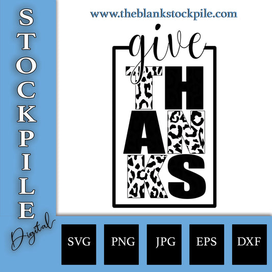 Give Thanks Leopard SVG